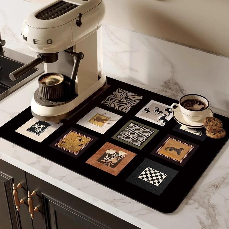 

Kitchen Countertop Drain Mats Bar Counter Anti Slip Absorbent Diatomaceous Earth Fouling Dining Table Drying Home Decoration 20x30cm
