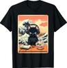 Retro Gamer Cat with Ramen Great Wave for Anime Fans T-Shirt