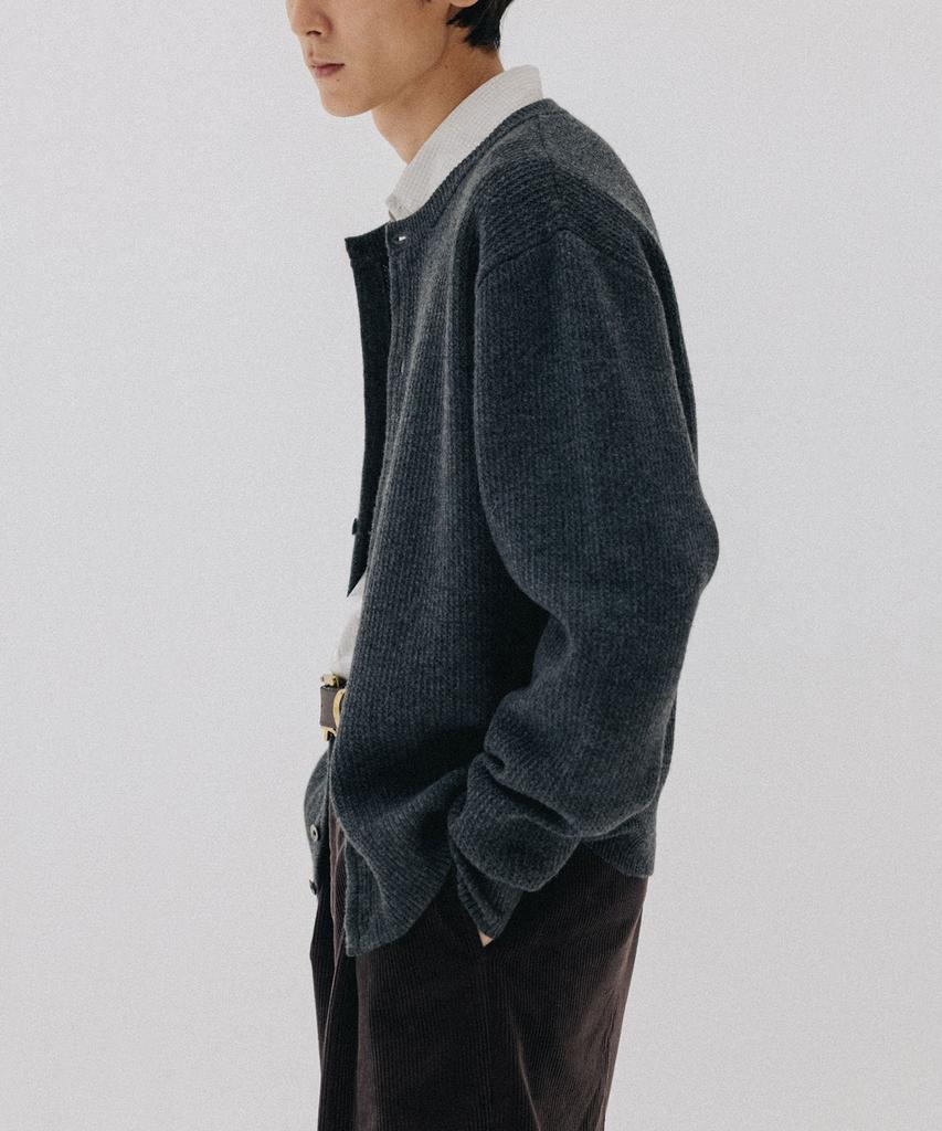 Blankroom Bold Round Cardigan_Melange Charcoal