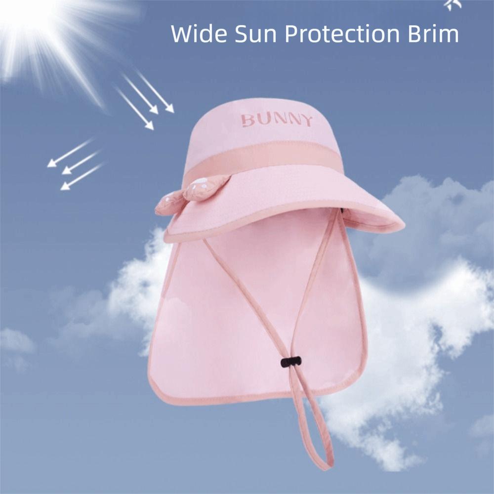 Extended Shawl Children's Sun Hat Big Brim Children Beach Cap Cute Cartoon Fisherman Hat Outdoor