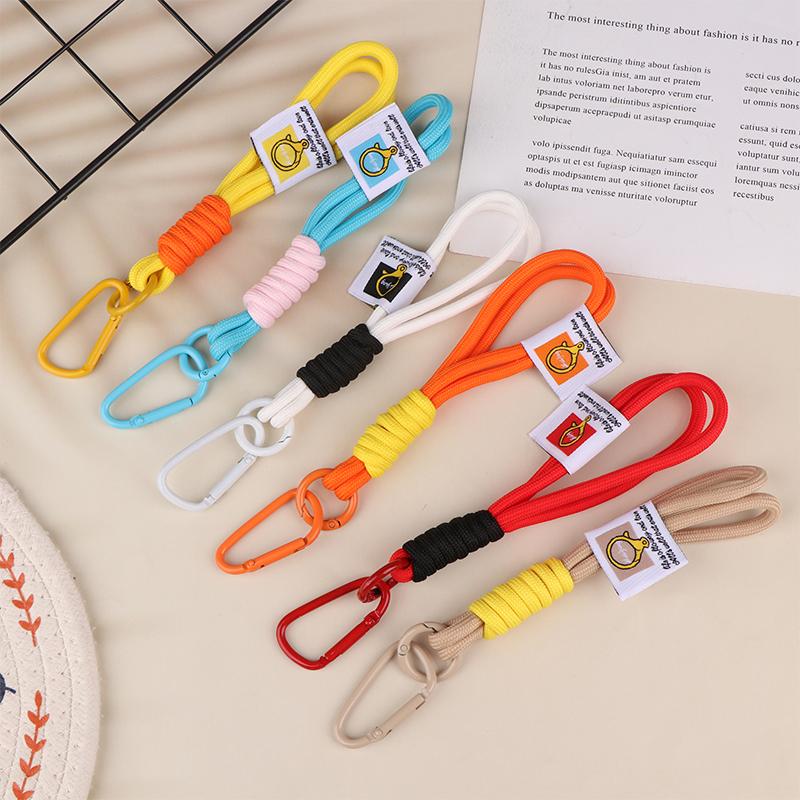 Colorful Wrist Strap Keychain Creative Braided Lanyard Keyring For Women Anti-Lost Phone Charm Bag Pendant Accessories