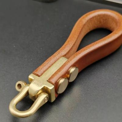 1 Piece Solid Brass Key Ring Carabiner Shackle Vintage Motorcycle Key Ring Keyring Auto Accessories Diy Hardware Parts