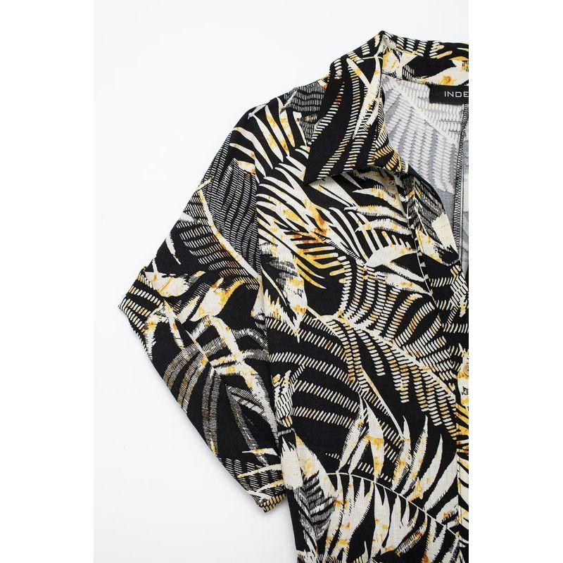 Kaslead New Arrival Women's Clothing Fashion Style Linen Blend Tropical Style Print Dress 1165116