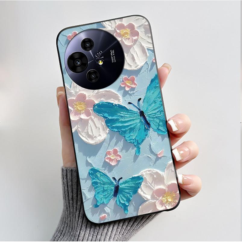 Case For TCL 50 Pro NxtPaper 5G Phone Case Luxury Fashion Butterfly Flower Black Soft TPU Silicone Shockproof Cover Casing Shell