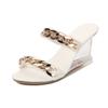 1098 Series Cm Heel Cm Platform Wedge Heel Slippers Shallow Women's Chain Simple Transparent Crystal Shoes LFD