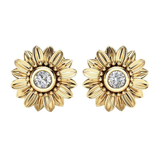 

Элегантные серьги-пусеты с инкрустацией кубическим цирконием в виде подсолнуха, женская модная бижутерия золотистый