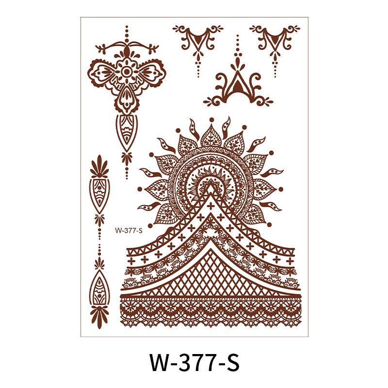 Indian Lace Tattoo Sticker Reddish-Brown Waterproof Tattoo Sticker