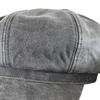 Autumn New Style Retro Aged Leather Washed Octagonal Hat for Women British Style Painter Hat Street Style Newsboy Hat Showing Small Face