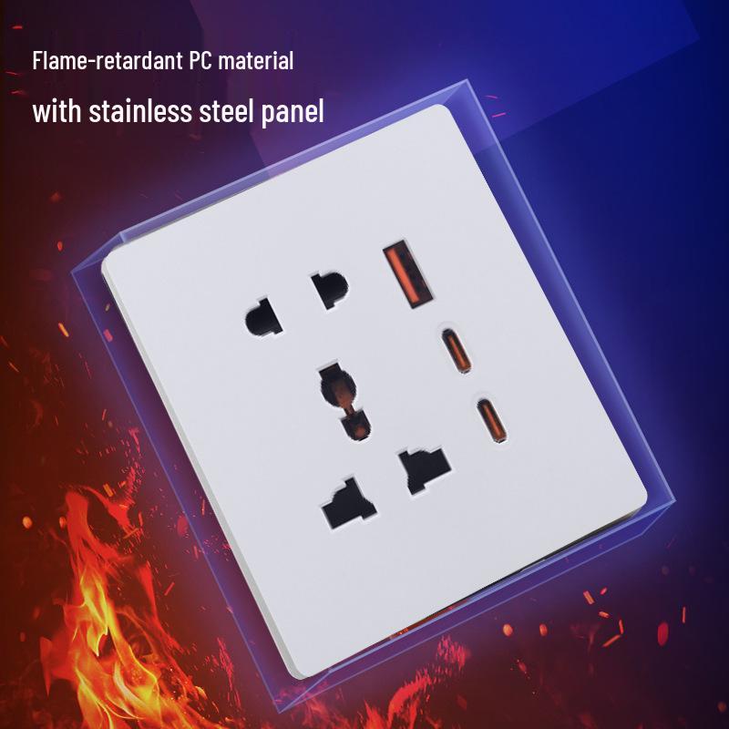 British Style 1-Gang 13A Multifunctional USB Socket, Hong Kong & Macau, White Panel