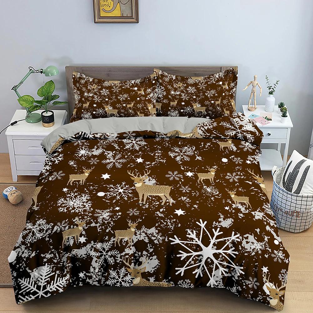 Red Merry Christmas King Queen Duvet Cover Kids Christmas Quilt Cover Santa Claus Bedding Set 1/2Pcs Microfiber Comforter Cover