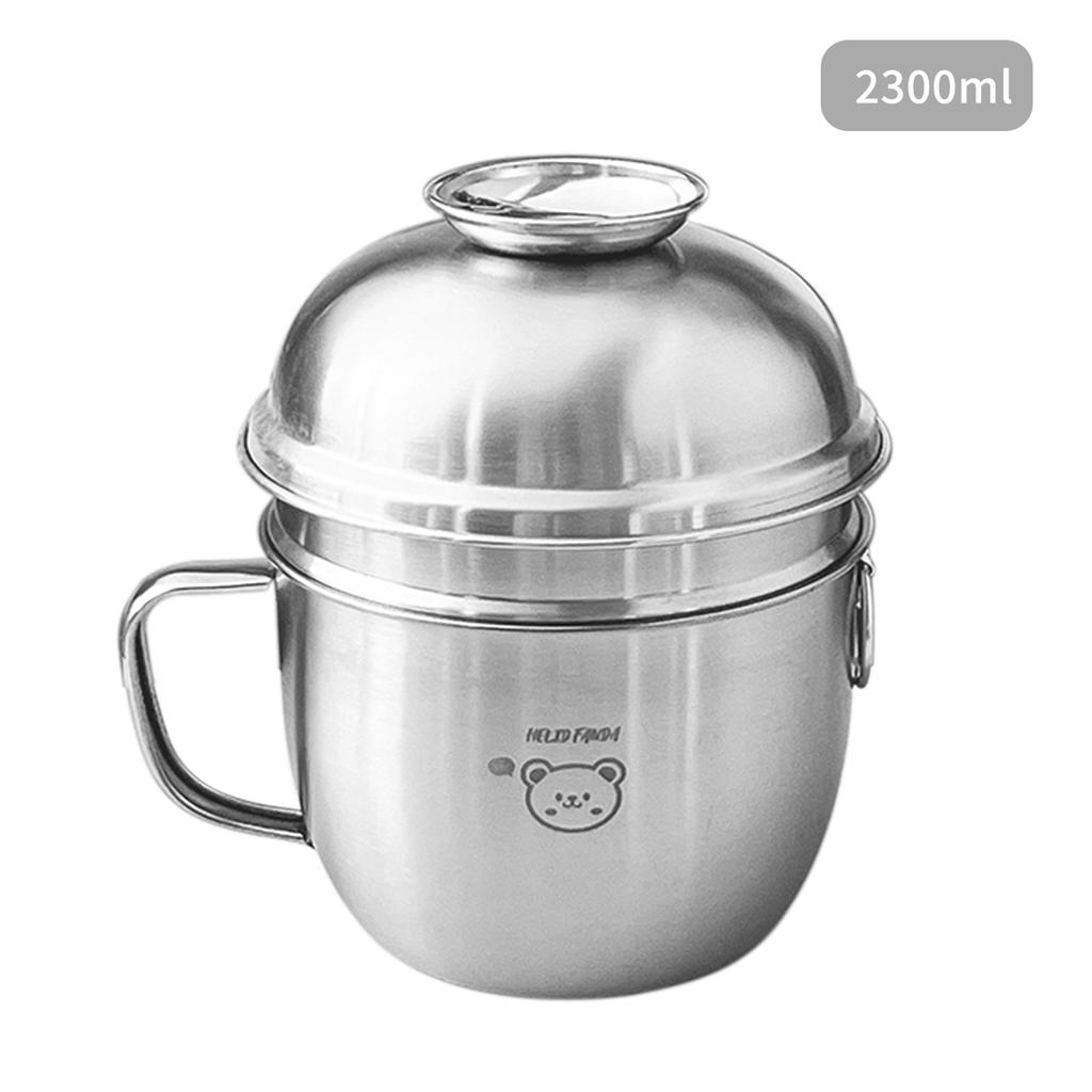Portapranzo a doppio strato in acciaio inossidabile 304 con coperchio Contenitori per alimenti portatili di grande capacità Scaldabile Ciotola per ramen