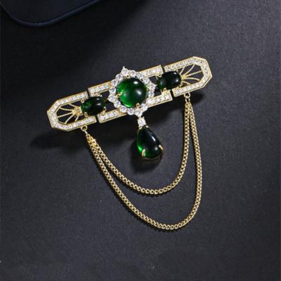 Vintage Fashion Atmosférická brož s řetízkem na řetízku Elegantní luxusní brož s blejzrem