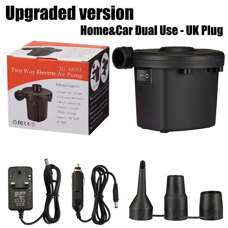 Portable Electric Air Pump with Multiple Nozzles for Quick and Easy Inflation of Air Mattresses, Pool Rafts and Inflatable Toys