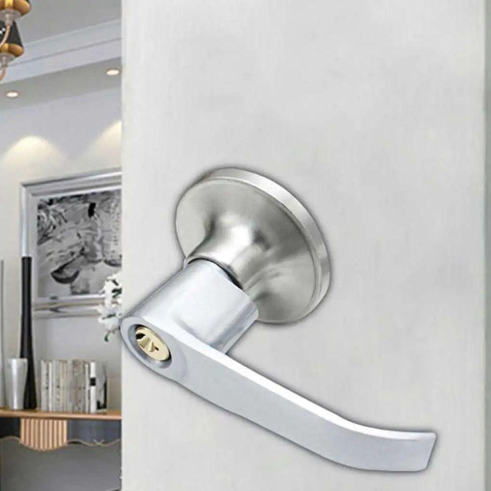 Aluminium Zinc Zinc Alloy Door Handle Lock Silver Three Bar Handle Lock Universal Home Door Lock  Bedroom
