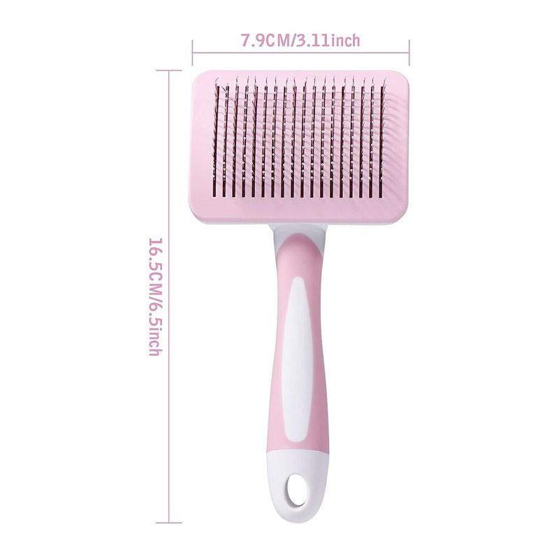 

1 шт. розовая самоочищающаяся расческа для домашних животных для длинных и коротких волос для собак и кошек