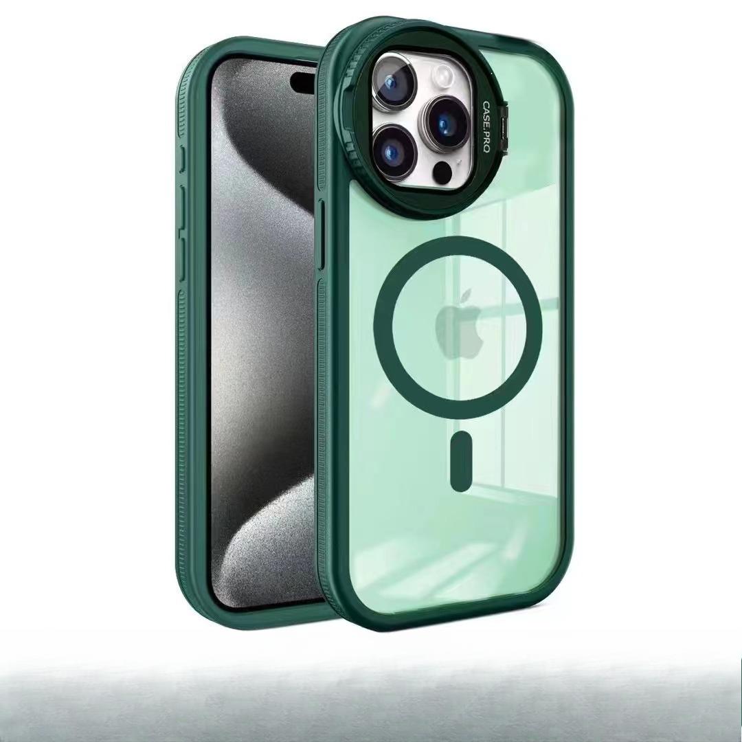 

Круглый пленочный кронштейн для объектива Подходит для чехла для мобильного телефона iPhone 16 Магнитная присоска Apple 15proMax Противоударный 14 Защитный чехол iPhone11pro зелёный