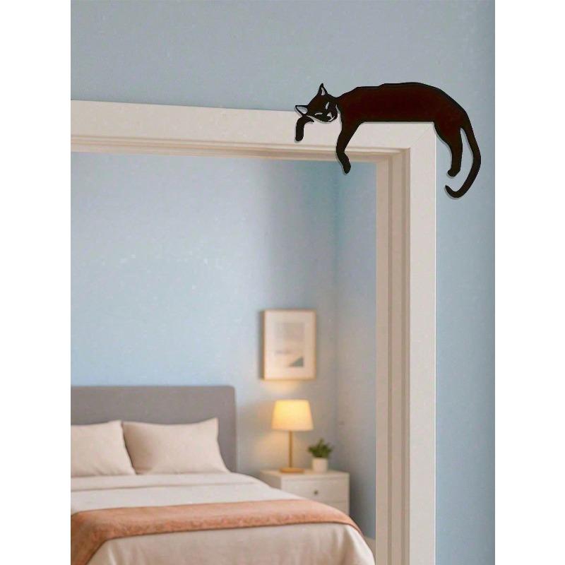 Gothic Black Cat Silhouette Metal Wall Art Vintage Halloween Decor Fireplace Hanging Dark Academia Gift