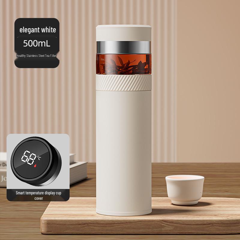 316 Stainless Steel Insulated Smart Cup with Tea-Water Separation, Double-Layer Vacuum, Custom Business Gift Logo