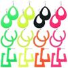 12 Paires de Boucles d'Oreilles Néon Boucles d'Oreilles Pendantes Goutte d'Eau avec Boucles d'Oreilles Studs Forme Géométrique Boucles d'Oreilles Pendantes Exagérées