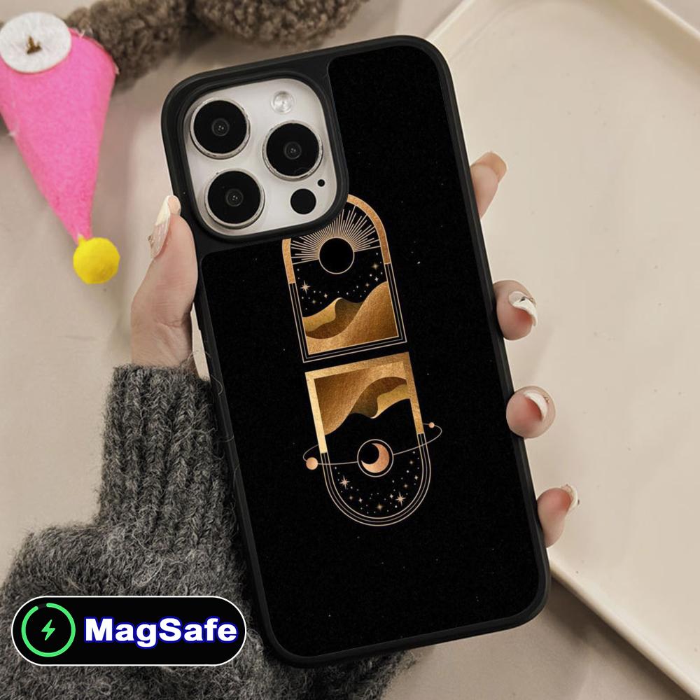 Sun Moon Mobile Cell Phone Case for iPhone 17 16 15 14 13 12 11 Air Pro Max Plus Magsafe Matte Surface Colorful Cover Pretty