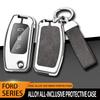 Metalowe Skórzane Etui na Kluczyki Samochodowe Do Ford Focus 2 3 Ecosport C-Max S-Max Ka Mondeo Kuga Galaxy Fiesta Brelok Akcesoria