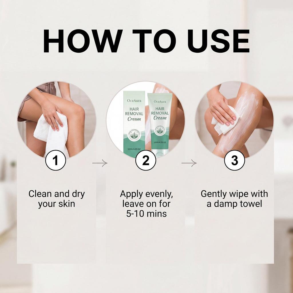 OCEAURA Gentle Moisturizing Hair Removal Cream for Smooth, Delicate Skin