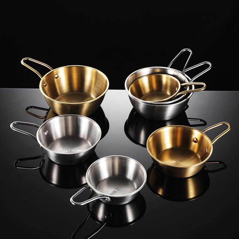 Korea 304 Stainless Steel Sauce Dish Bowl Seasoning Rice Wine Bowls with Handle Outdoor Picnic Vinegar Dish Plate for Cooking