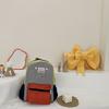 Blocked Canvas Color Backpack With Nylon Simple For Children Backpack Spine