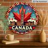 2D Flat, 1pc Toronto Canada Patriotic Flag Metal Wall Art - Retro Historic Buildings & Fireworks Sign with Maple Leaf Design, Durable Aluminum