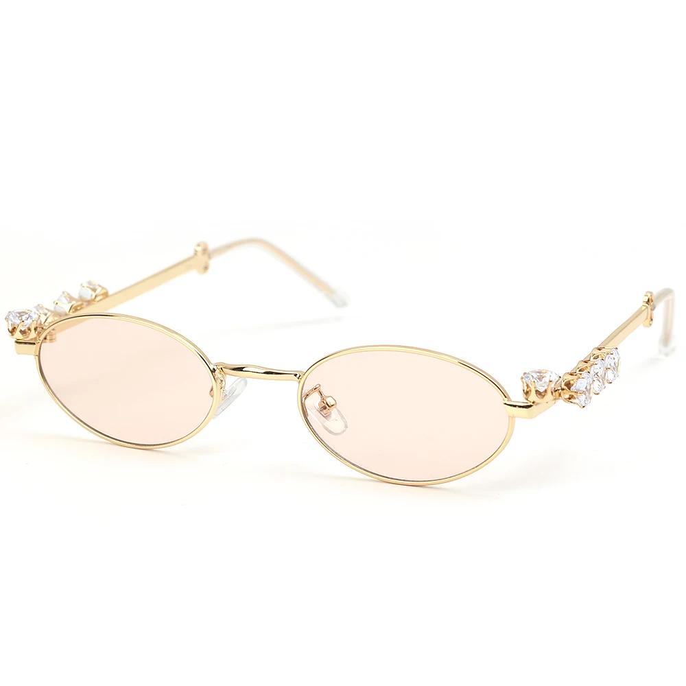 Gafas de Sol Ovaladas de Metal para Mujer y Hombre con Diamantes de Pedrería 2026 Unisex Monturas de Gafas Bling Uv400 Gafas de Sol de Moda