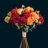 Austin Rose Silk Flower Bouquet: Artificial Dried Flowers Arrangement for Living Room Decor