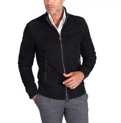 Handmade Genuine Men's Suede Jacket Black Bomber Leather Pure Lambskin Stylish