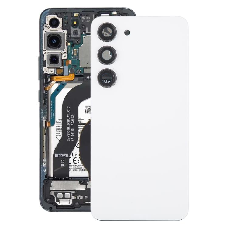 Для Samsung Galaxy S23 SM-S911B OEM стеклянная задняя крышка аккумулятора с крышкой объектива камеры белый