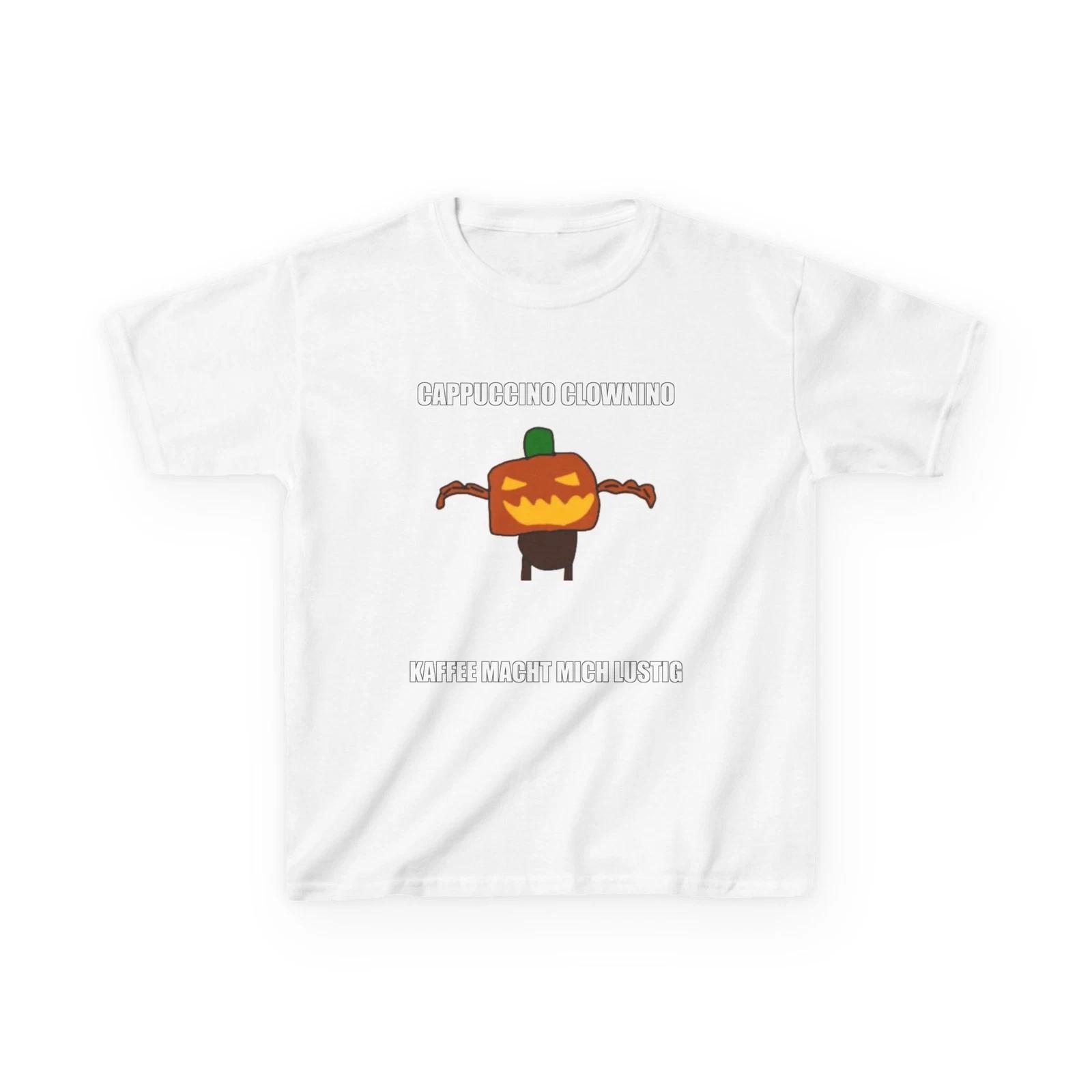 Cappuccino Clownino Kids T-Shirt | Brainrot Meme Shirt Funny Viral Internet Humo XL