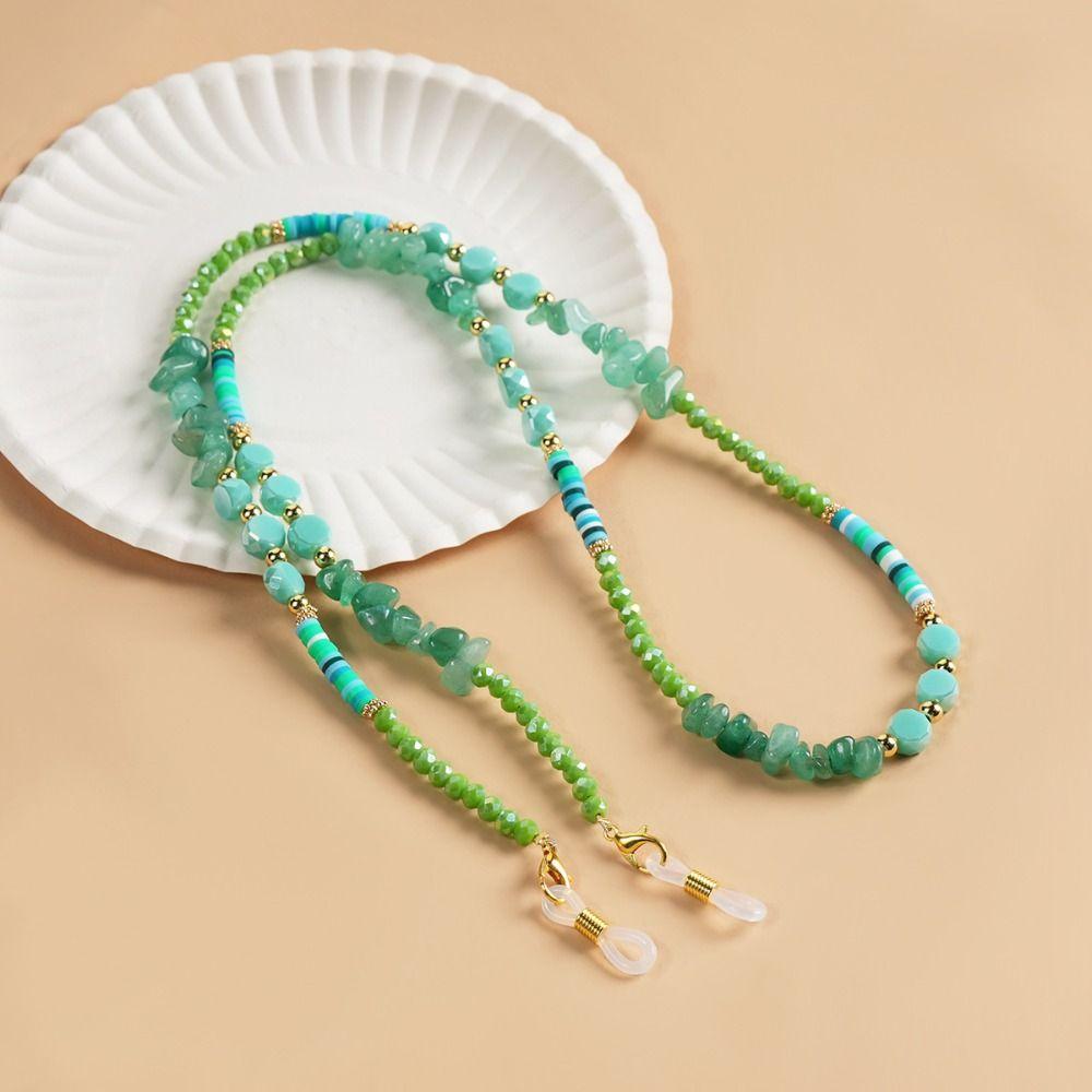Crystal Eyeglass Holder Necklace Colorful Eyeglass Lanyard Beads Glasses Chain  Women Accessories