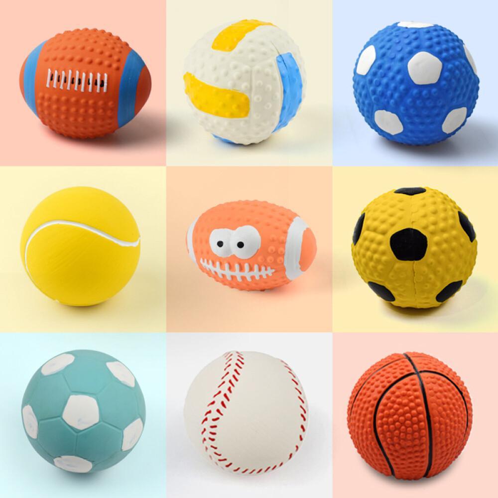 Latex Filled Cotton Rugby Footballs Vocal Dog Toys Pet Supplies