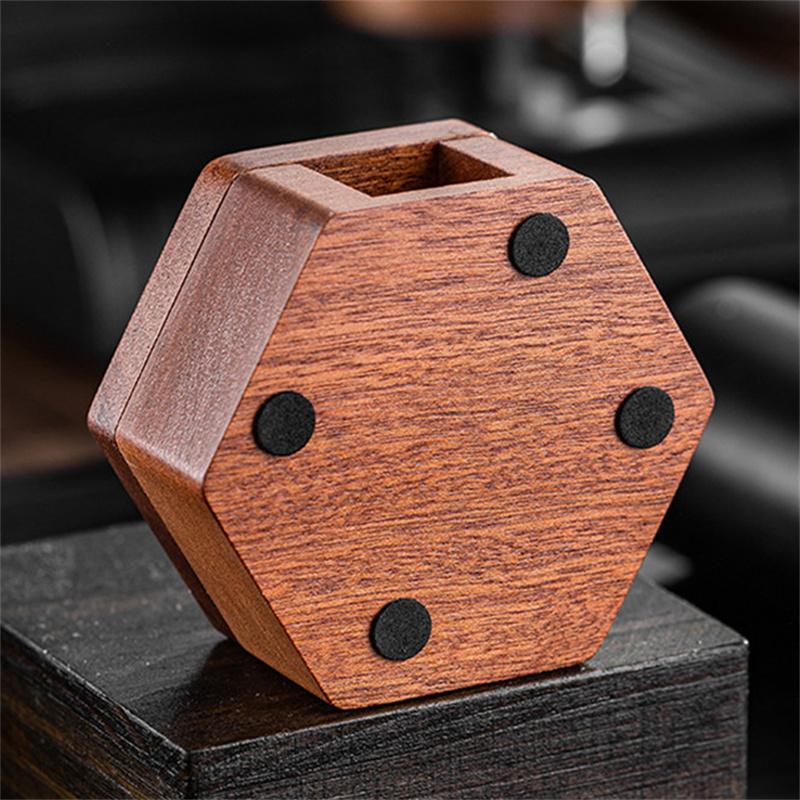 51/53/58mm Coffee Filter Paper Box Solid Wood Round Mocha Pot Filter Paper Box with Cover Lid Coffee Paper Filter Storage Box