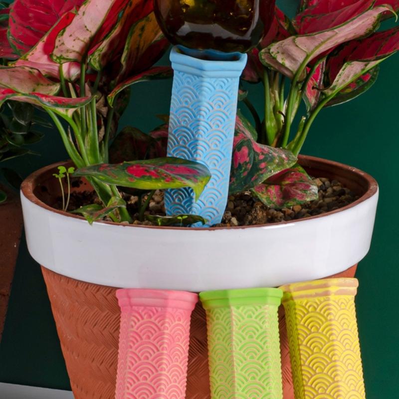 4Pcs Plant Self Watering Stakes Terracotta Automatic Plant Waterer Devices Water Irrigation System for Indoor/Outdoor