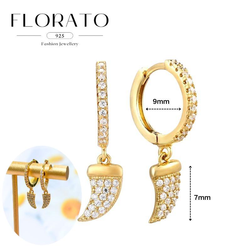 925 Silver Needle Rivet Micropaved Zircon Pendant Hoop Earrings For Women Punk Vintage Earrings Fashion Party Jewelry Gifts