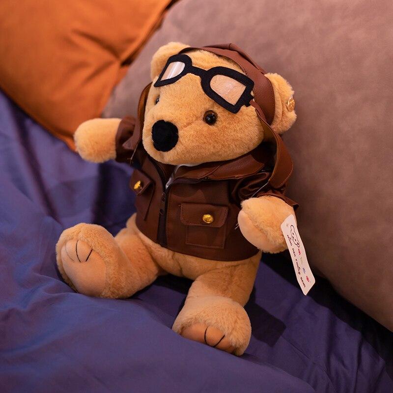 1 τμχ 30 /40 εκ. Kawaii Pilot Bear Λούτρινα παιχνίδια Γεμιστά Μαλακά αρκουδάκια κούκλες Μαξιλάρι για παιδιά Παιδιά Appease Δώρα γενεθλίων