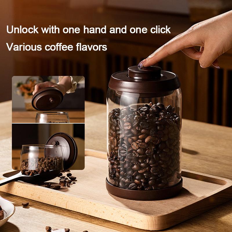 Coffee Beans Vacuum Sealed Tank Household Glass Food Storage Tank Moisture-proof Air Extraction Transparent Storage Tank