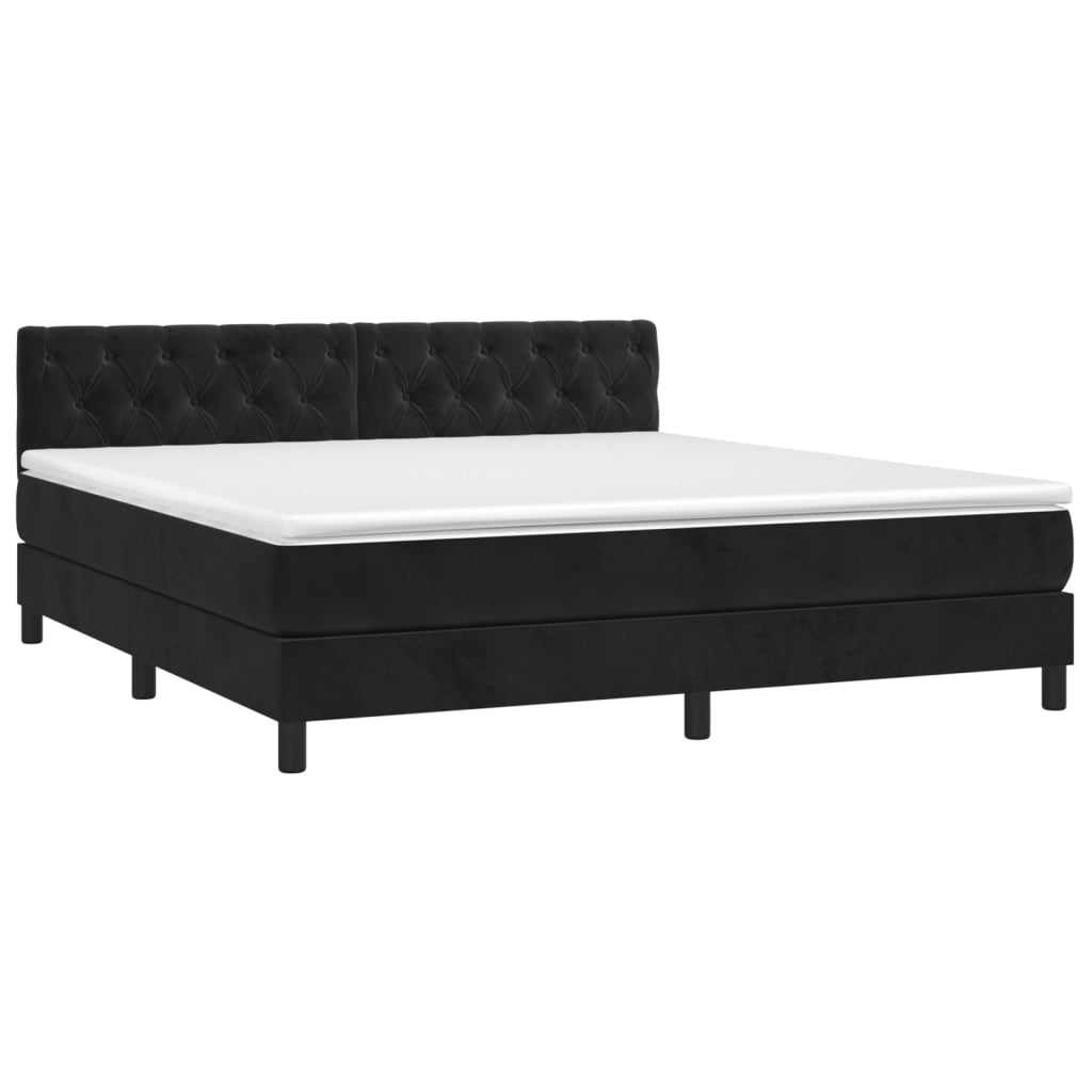 Box Spring Bed with Mattress Black 160 x 200 cm Velvet