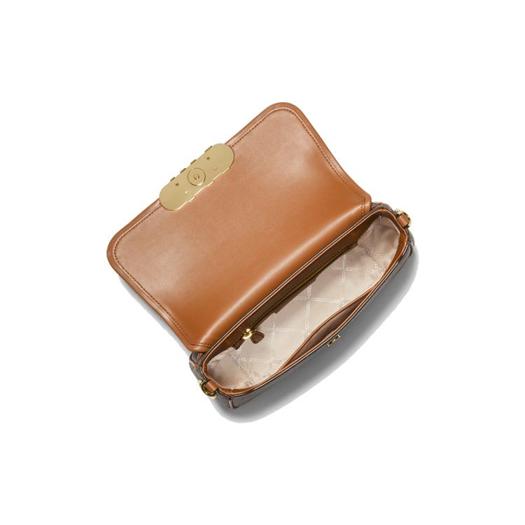 New MICHAEL KORS Leather Golden Lotus Shoulder Bag Medium Women's Dark Brown 30F2G7PC6B-252