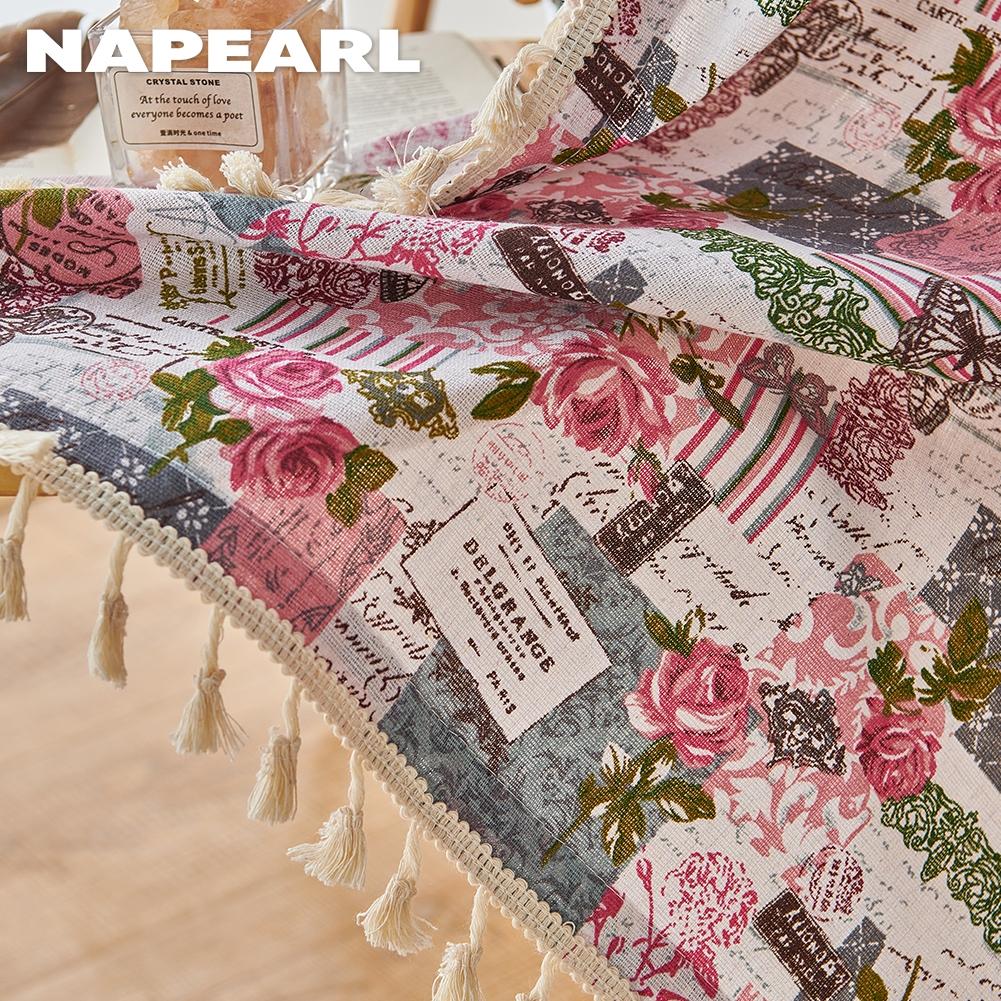 1PC NAPEARL Semi Blackout French Romantic Retro Curtains Pink Rose Printed Tassel Curtains for Small Windows Balcony Bedroom Living Room Home Decor