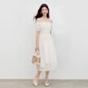 Autumn Water Casual French Style Square Neck Puff Sleeve Dress