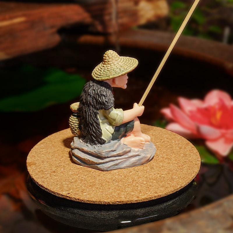 1 Ensemble Artisanat d'Aquarium Pêcheur Figurine en PVC Ornement de Pêche Pour Table Décoration de Pêche Accessoires de Maison de Poupée