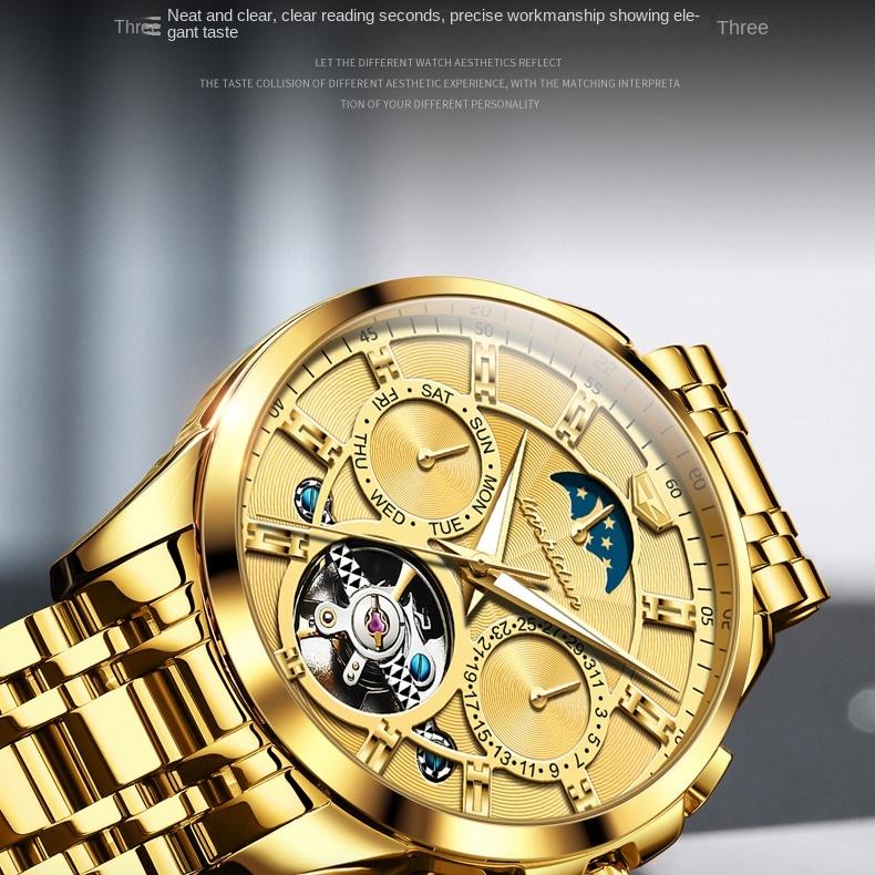 Orologio Meccanico Automatico Multifunzione Marca JINSHIDUN Tourbillon Orologio da Uomo Orologio da Uomo