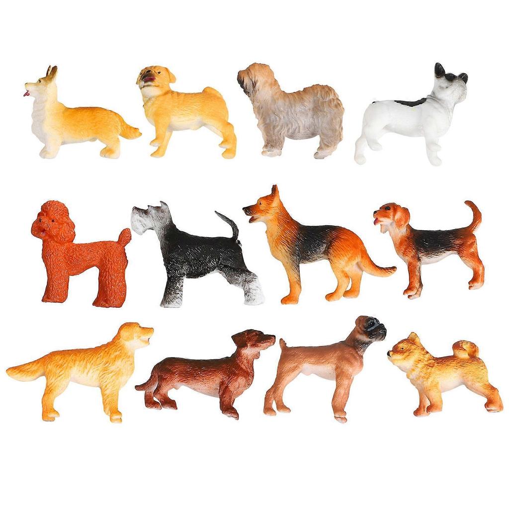 Dog Figurines Puppy Statues Models Toys Decoration Educational Toy For Children Miniature Design Assorted Color 12Pcs