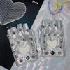 Fingerless Rivet Gloves PU Leather Patent Leather Gloves Unisex Half-palm Gloves  Girls