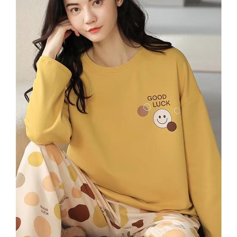 Set Nou Primăvară-Toamnă Pijamale cu Mânecă Lungă pentru Femei Îmbrăcăminte de Casă Set Două Piese pentru Fete Casual Mărimi Mari Pijamale Îmbrăcăminte de Casă